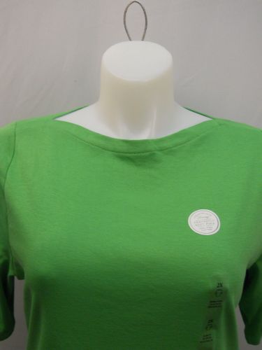 Charter Club Green Boat Neck Short Sleeves 100% Pima Cotton Knit T-Shirt Size 2X