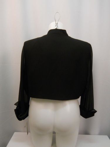 PLUS SIZE 18W Womens Shrug S L FASHION Solid Black Sheer 3/4 Sleeves Bolero