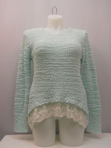 No Boundaries Sweater Juniors Size XXL Popcorn Chenille Lace Hem Asymmetrical