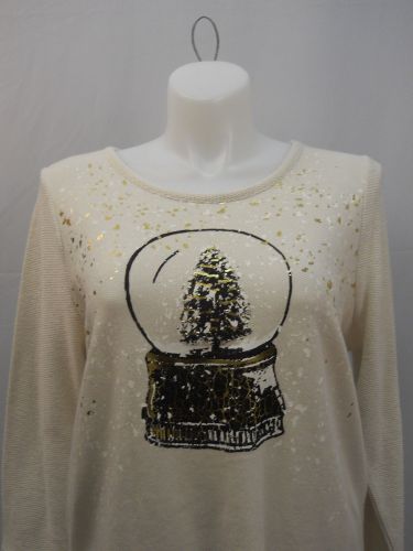 Style & Co Women&rsquo;s Ivory Ugly Christmas Embellished Pullover Knit Top Size 1X