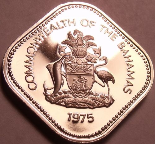 Rare Proof Bahamas 1975 15 Cents~Triangle Coin~Hibiscus~29,000 Minted~Free Ship
