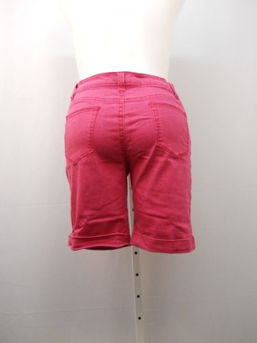 Faded Glory Women’s Denim Shorts Size 16 Fuchsia Mid-Rise Flat Cuffed Legs 38X9