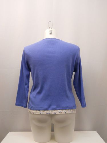 Jasonmaxwell Women&rsquo;s Knit Top Size XL 3/4 Sleeves Blue W/ Floral Layered Look
