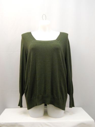 Lane Bryant Army Green Long Sleeves Square Neck Sweater Size 26/28