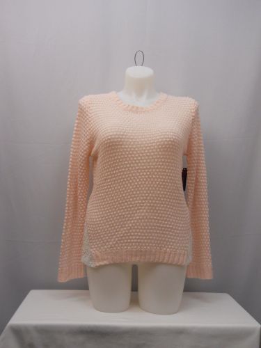 No Boundaries Women’s Sweater Size XL Crochet Lace Sides Long Sleeves Pink Blush