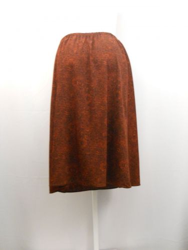 Dress Barn Rust Paisley Elastic Waist Below Knee A Line Skirt Size 22W