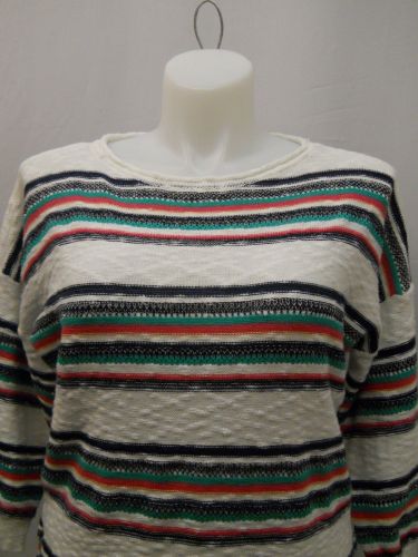 American Living Sweater Size XXL Multi-Color Striped 3/4 Sleeves Scoop Neck Knit