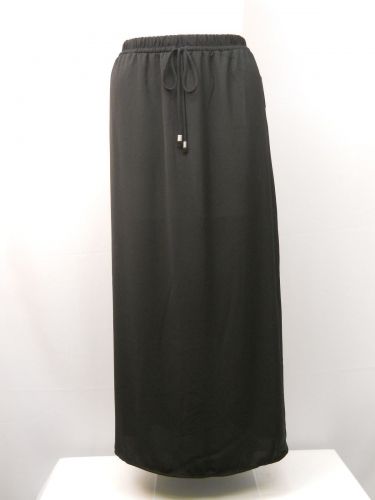 Womens Skirt Size XL16-18 FADED GLORY Solid Black Maxi Full Length Elastic Waist