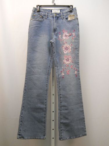 Women’s Jeans SIZE 5-6 MILANO MODA Stonewashed Embellished Boot Cut Legs 28X33