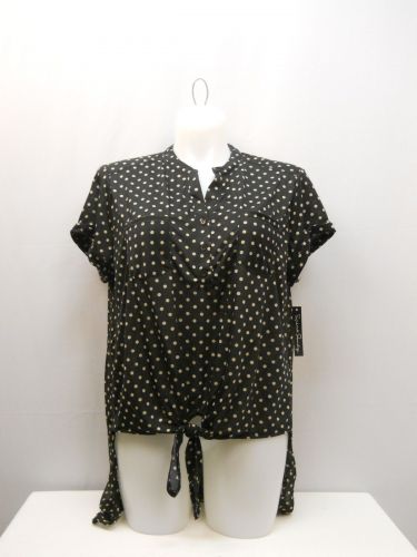 PLUS SIZE 1X 14W 16W Womens Top FRENCH LAUNDRY Polka Dot Hi Lo Hem Short Sleeve