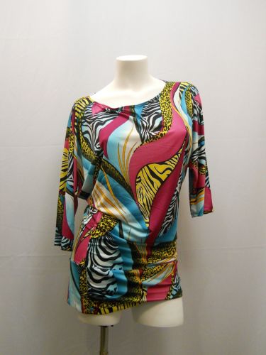 True Light Multi Color Dolman Cold Shoulder Clubwear Sexy Party Dress Size L