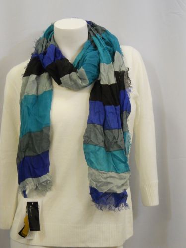 Cejon Blue Striped Fringed Warm Wrap Shawl Scarfs 74”X 19”