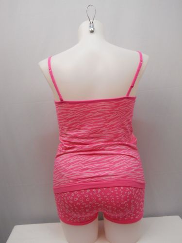 SIZE 3XL Womens 2PC Sleep Set NO BOUNDARIES Stretch Knit Pink Tank Boy Short