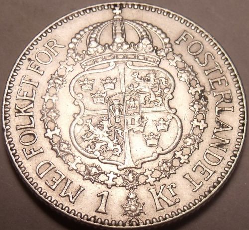 Scarce Silver Sweden 1.9.1.4 Krona~Only Time Minted With Date Like This~Free Shi