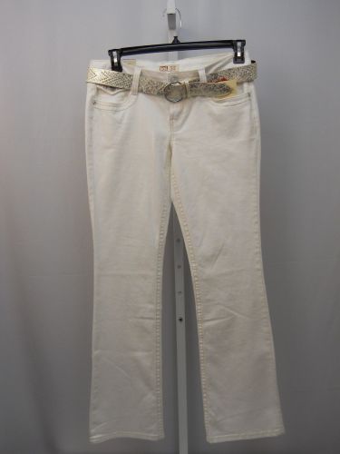 l.e.i Junior Edlynn Jeans SIZE 11 White Embellished Lowrise Slim Boot Belt 34X32