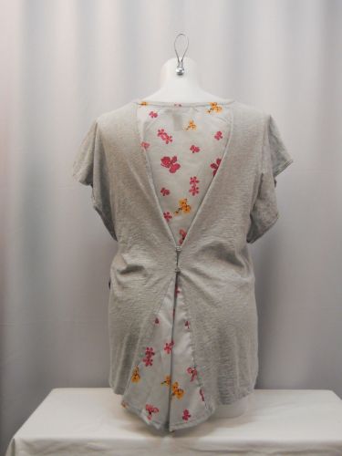 Style & Co Gray Jeweled Floral Batwing Sleeves Asymmetrical Top Plus Size 1X