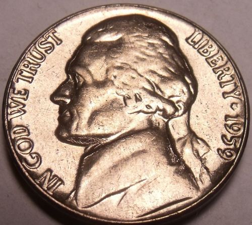 United States Unc 1959-P Jefferson Nickel~Excellent~Free Shipping