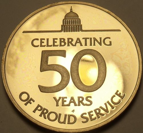 44.2mm Solid Bronze Proof Federal Credit Union 50 Years Of Service Medallion~F/S