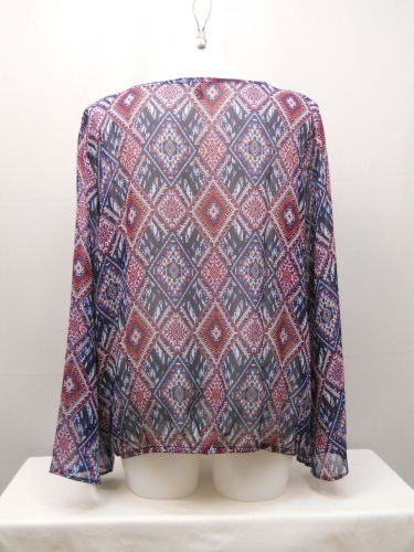 Derek Heart Women&rsquo;s Top Plus Size 3X Sheer Diamond Split Front Elastic Waist