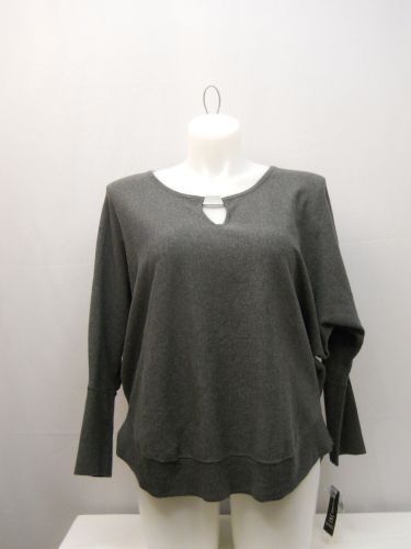 Plus Size 1X Women’s Sweat Shirt INC Grey Scoop Neck Dolman Sleeves Pullover