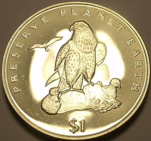 Gem Bu Eritrea 1996 Dollar~Fantastic Laner Falcon~Preserve Earth~Free Shipping