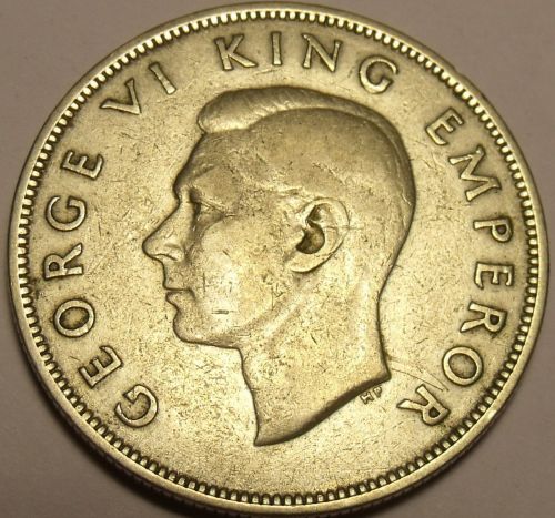 Huge Silver New Zealand 1937 Half Crown~King George VI~1st Year Ever Minted~Fr/S