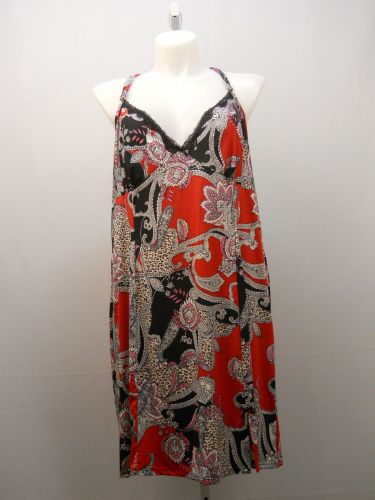 Secret Treasures Women’s Chemise Size 3X 22-24 Paisley Print Spaghetti Straps