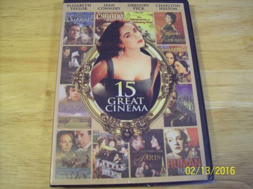 15 GREAT CINEMA 2 DVD ELIZABETH TAYLOR SEAN CONNERY GREGORY PECK CHARLTON HESTON