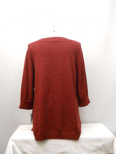 Plus Size 3X Womens Tunic Sweater STYLE&CO. Marl Red 3/4 Sleeves Scoop Neck