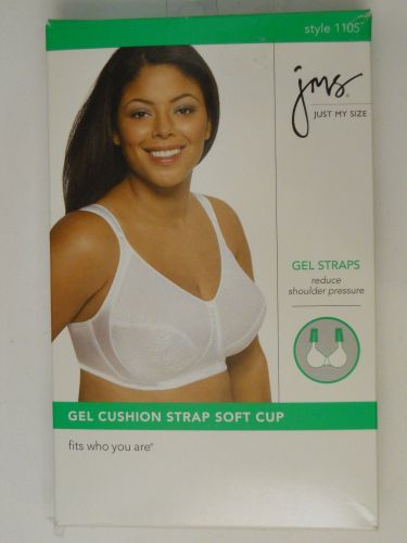 Just My Size Women’s Bra 50D Solid White Wire Free Adjustable Gel Cushion Straps