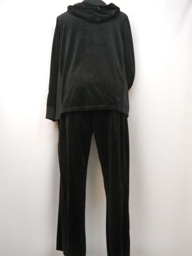 Velocity Women&rsquo;s Tracksuit 2PC Set Black Velour Size 2X Hooded Jacket & Pants