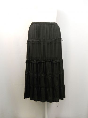 White Stag Black Tired Elastic Waist Mid-Calf Boho Peasant Skirt Size 22/24W