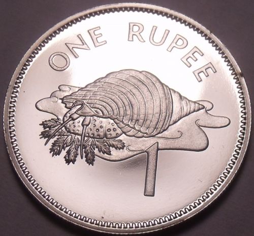 Rare Proof Seychelles 1982 Rupee~Only 5,000 Minted~Triton Conch Shell~Free Ship