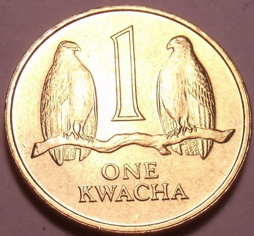 Gem Unc Zambia 1992 1 Kwacha~Two Falcons On a Branch~See R African Coins~Free Sh