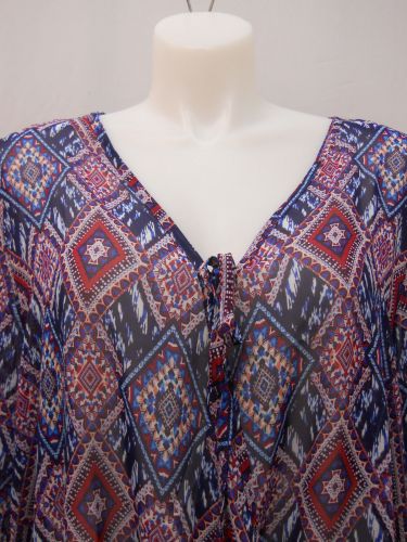 Derek Heart Women&rsquo;s Top Plus Size 3X Sheer Diamond Split Front Elastic Waist