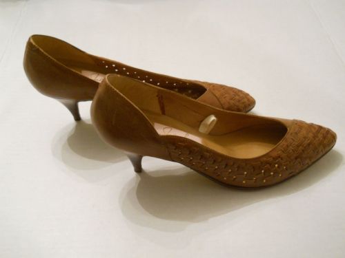 Jaclyn Smith Women's Pumps Classics Size 10M Leather With Basket Weave 3” Heels