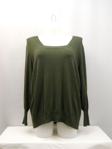 Lane Bryant Army Green Long Sleeves Square Neck Sweater Size 26/28