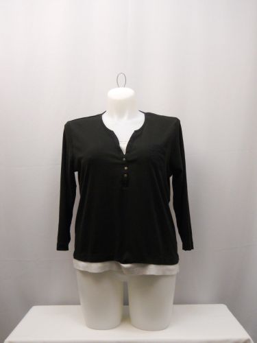 White Stag Tee Women&rsquo;s Knit Top Size XL 3/4 Sleeves Layered Look 100% Cotton