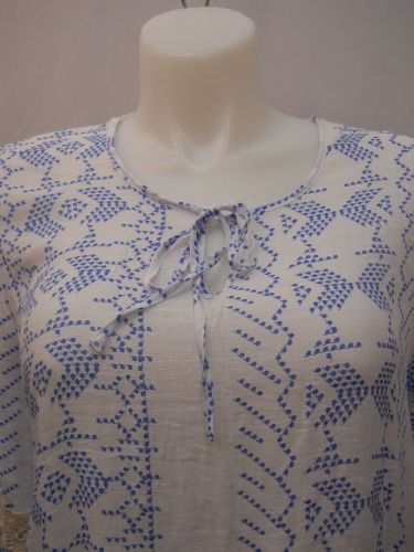 SIZE XL Womens Hi Lo Top COMO VINTAGE Geometric Crocheted Lace Trim Bell Sleeves