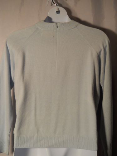 Debbie Morgan Blue Moon Long Sleeve Crew Neck Thin Knit Zipper Sweater Size XL