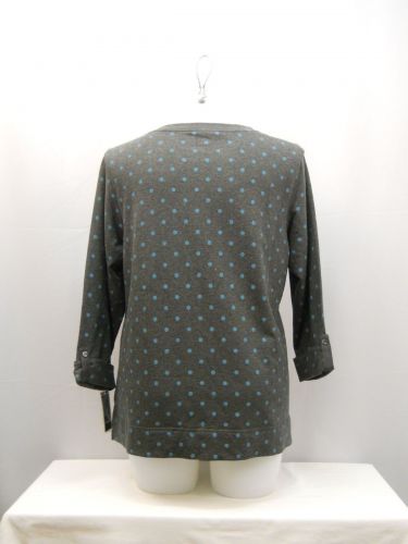 Karen Scott Polka Dot Crew Neck 3/4 Tab Button Sleeves Sport Sweatshirt Size 1X