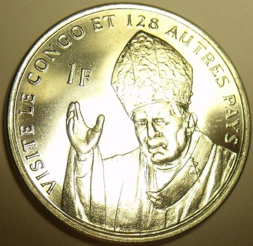 Gem Unc Congo 2004 One Franc~Papal Visit To Congo~Lion Coin~Free Shipping