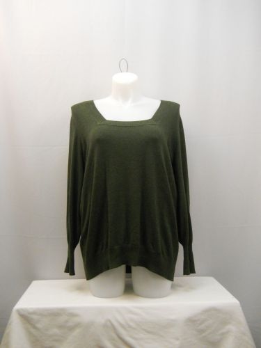 Lane Bryant Army Green Long Sleeves Square Neck Sweater Size 26/28