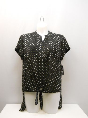 PLUS SIZE 1X 14W 16W Womens Top FRENCH LAUNDRY Polka Dot Hi Lo Hem Short Sleeve