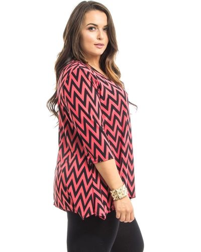 Black ‘N’ Blue Coral Zigzag Scoop Neck 3/4 Sleeve Shark Bite Top Size 2XL-3XL