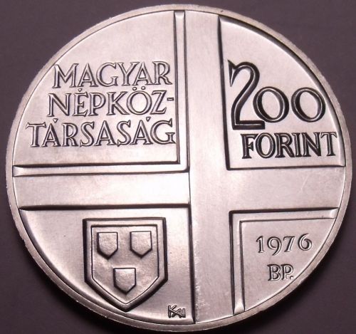 Rare Gem Bu Silver Hungary 1976-BP 200 Forint~Pal Szinyei Merse, Painter~Free Sh