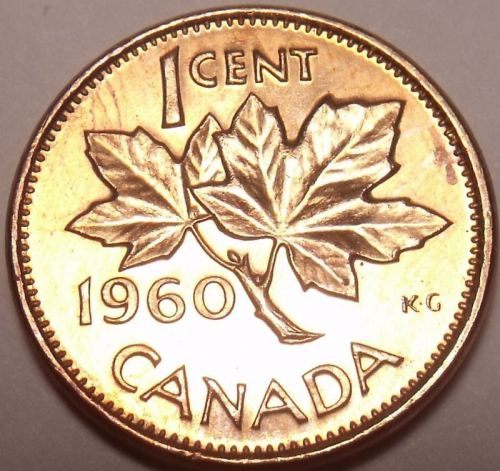 Unc Canada 1960 Maple Leaf Cent~Queen Elizabeth II~Free Shipping