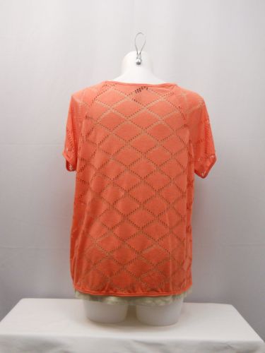 PLUS SIZE 3X 2PC Set Top Tank STYLE&CO Coral Short Sleeves Scoop Neck Pullover