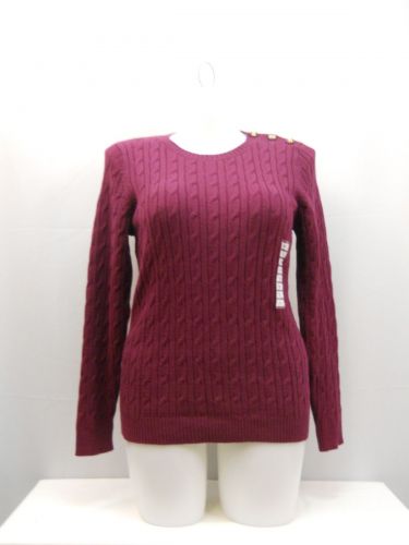 Charter Club Acai Berry Long Sleeves Crew Neck Medium Knit Cable Sweater Size 1X