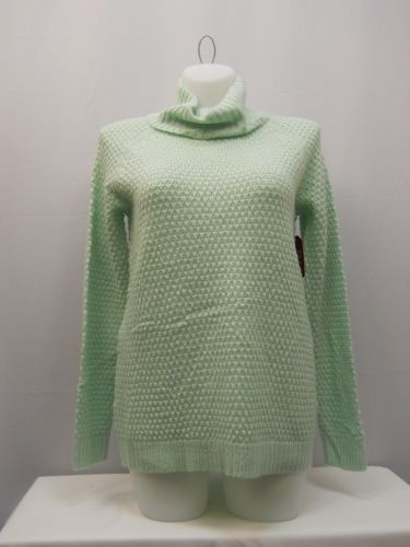 Faded Glory Women’s Tunic Sweater Size M Turtle Neck Medium Popcorn Knit Green